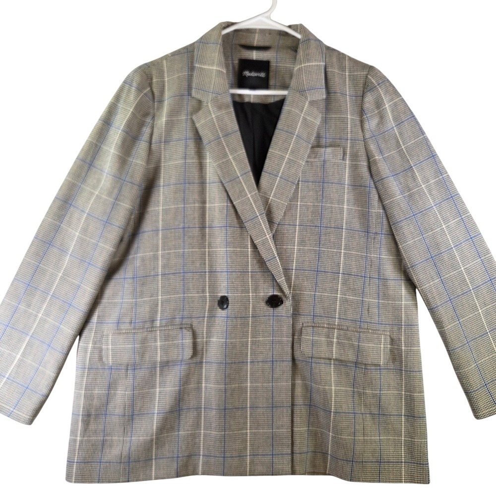 Madewell Caldwell Blazer XL Glen Plaid Double Breasted Oversized Minimalist Fall